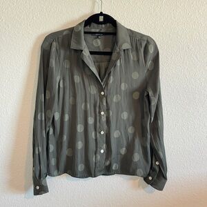 Madewell Olive Green Long Sleeve Blouse size Small